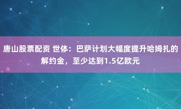 唐山股票配资 世体：巴萨计划大幅度提升哈姆扎的解约金，至少达到1.5亿欧元